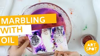 Easy Printmaking for Kids Marbling with Oil [upl. by Gant]