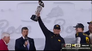 Rose Bowl trophy presentation after Michigan wins in overtime [upl. by Auqenat]