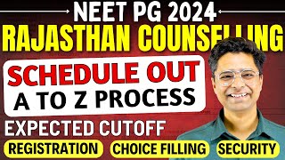 Rajasthan NEET PG Counselling 2024 Schedule Out  Complete Process  Expected Cutoff neetpg24 [upl. by Rawden937]