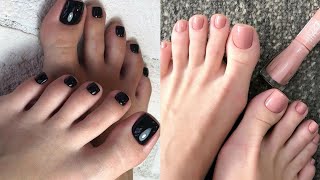 Creative and stylish solid french toe nails art design ideas 💡Trendy pedicure colors for ladies [upl. by Aluk341]