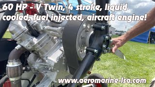 Aircraft Engine V Twin 60 HP 4 Cycle 800 cc Fuel Injected Electric Start Aeromarine LSA [upl. by Erland]