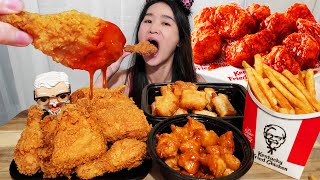 KFC SAUCY FRIED CHICKEN Chicken Nuggets Apple Pie Poppers amp Extra Crispy  Mukbang w ASMR Eating [upl. by Marijane]