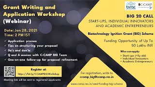 BIG 20th Call Proposal Writing amp Application Workshop [upl. by Modla]