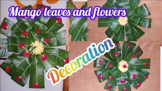 Mango leaves Thoranam Decorative Ideas 🌻Entrance Decoration leaves and flowers Thoranam Tutorial [upl. by Emmye467]