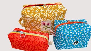 DIY Boxed Zipper Pouch the Easy Way  Cosmetic Bag [upl. by Selia776]