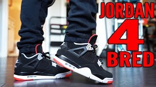 2019 JORDAN 4 quotBREDquot SNEAKER REVIEW AND ON FOOT  SNEAKER OF THE YEAR [upl. by Jeannie836]