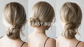 HOW TO 3 EASY Low Bun Hairstyles 💕 Perfect for Prom Weddings Work [upl. by Moon697]