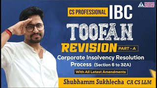 Revision of CIRP Section 6 to 32A of IBC Part A  Corporate Insolvency Resolution Process  SS [upl. by Tobi]