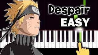 Naruto Shippuden OST  Despair  EASY Piano tutorial [upl. by Olram]