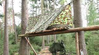 Übernachtung im Bushcraft Hochbett  Hirsche im Odenwald gesehen [upl. by Inol]