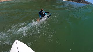 ALMOST RAN HIM OVER SURFING BARRELING BEACH BREAK RAW POV [upl. by Sada]