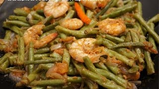 Filipino Food Ginisang Sitaw sa Hipon Prawns Shrimp Beans Tagalog English Pinoy cooking [upl. by Yesnyl]