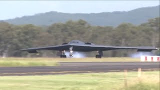 B2 Spirit bat bomber arrives in Australia [upl. by Onimixam117]