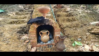 DIY how to build a Wood fired Kiln and mine Clay Greek pottery Project part 2  three phase firing [upl. by Neenwahs]