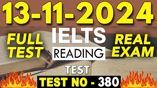 IELTS Reading Test 2024 with Answers  13112024  Test No  is 380 [upl. by Coffee]