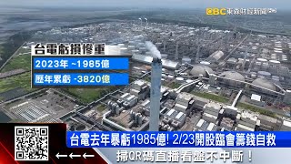 台電去年暴虧1985億！ 223開股臨會籌錢自救 57ETFN [upl. by Smaoht]