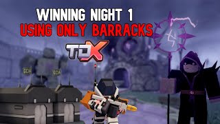 Winning Night 1 ONLY USING BARRACKS in Tower Defense X  Halloween Event  Full Gameplay [upl. by Mirielle]