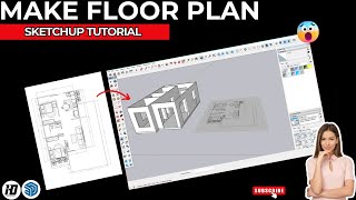 How to make floor plan in Sketchup  Sketchup tutorial floor plan [upl. by Eiloj]