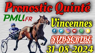 pronostic quinté samedi 31 août 2024 Vincennes [upl. by Elcarim]