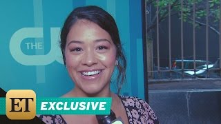 EXCLUSIVE Gina Rodriguez Reacts to Meeting Brad Pitt and Talks Being In Love With Boyfriend Joe [upl. by Elvah]