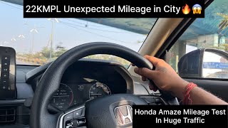 2024 Honda Amaze Petrol Mileage Test in Heavy Traffic [upl. by Flosser70]