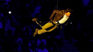 Tom Cruise performs at Olympics Closing Ceremony Paris 2024 by jumping down Stade de France [upl. by Artus185]