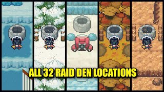 Pokemon Unbound 211  All 32 Raid Den Locations [upl. by Mikael115]