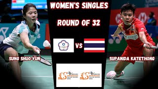 Supanida Katethong vs Sung shuo Yun  R32  Badminton Thailand Masters 2024 [upl. by Jerroll]