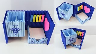 DIY  Decorative Foldable Desktop Pen Holder  Desk Organizer by Paper [upl. by Sirenay662]