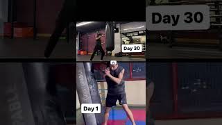 Day1 vs Day 30 kickboxing  Roundhouse kicks  Boxing basics  MMA beginner training  kickboxing [upl. by Godliman268]