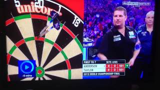 Gary Anderson v Phil Taylor 3 Darts bounce out [upl. by Atinek67]