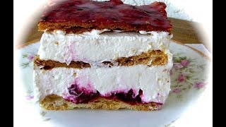 Holländer Kirsch SahneSchnitte mit Blätterteig Anleitung in Deutsch und Englisch zum ausdrucken [upl. by Scheer]