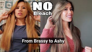 Dye brassy hair to Ash Blonde Ash Brown at home  No Bleach using Loreal Excellence [upl. by Nosnhoj]