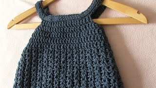 VERY EASY crochet baby  girls pinafore dress tutorial  all sizes [upl. by Lyckman]