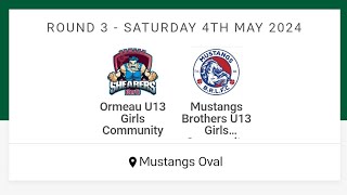 Mustangs U13 Girls VS Ormeau U13 Girls  Rugby League [upl. by Sy]