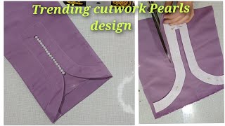 Latest Trouser  Plazo design with  Sewing tips and tricks for beginners Cuttwork Pearls design [upl. by Oriel]