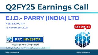 EID Parry India Ltd  Q2FY25  Earnings Conference Call  earningcall concall eidparry [upl. by Diet]