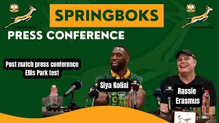 SPRINGBOKS Rassie Erasmus amp Siya Kolisi after epic come from behind win over All Blacks [upl. by Celina895]