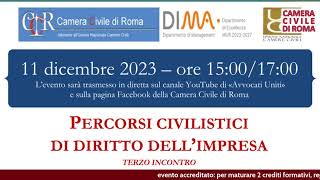 PERCORSI CIVILISTICI DI DIRITTO DELL’IMPRESA  3° incontro [upl. by Serra]