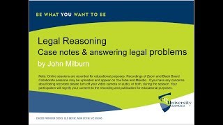 Legal Reasoning Writing case notes amp answering legal problems by John Milburn [upl. by Donall]