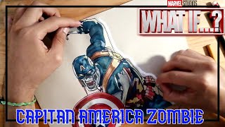 Como dibujar a Capitán América Zombie con plumones Marvel What If [upl. by Gotcher843]