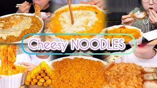 EATING ASMR CHEESY NOODLES 🍝 😋 COMPILATION  BY FAMOUS MUKBANGERS [upl. by Tildie847]