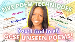 Five Literature Techniques Youll Find In ANY Unseen Poem  GCSE Poetry Devices  Free Revision Pack [upl. by Dieball]