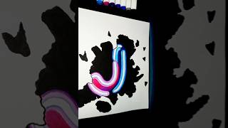 Drawing Letter quotJ quot ✨ Neon✨ Pencil ShaVing ArT ✨ shorts art artshorts [upl. by Nodab]