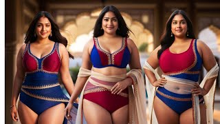 Aarya Singh PlusSize Indian Beauty Stuns in Modern Designer Swimwear with Indian Flair AI Lookbook [upl. by Eiramlatsyrk]