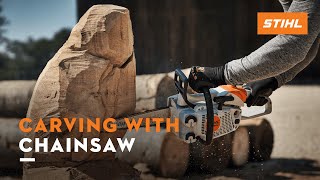 Sculptures carving with the chainsaw ꘡ STIHL [upl. by Brier257]