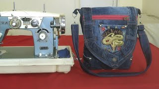 DIY Bag Jeans Fantasy Сумка рюкзак из джинсов своими руками полный МК и выкройка Джинсовая Фантазия [upl. by Kalam]