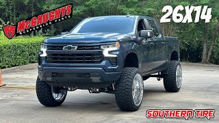 2023 Chevy Silverado 1500  9” McGaughys lift amp 26x14 KG1 Forged wheels [upl. by Iago]