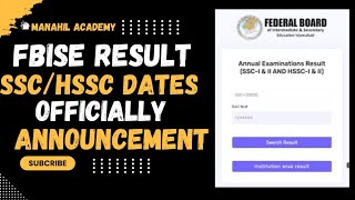 Fbise SSC amp HSSC Result Date 2024  Federal Board Exam [upl. by Hilaria]