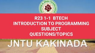 JNTUK R23 1112 BTECH INTRODUCTION TO PROGRAMMING SUBJECT IMPORTANT QUESTIONSjntuk [upl. by Aizitel]